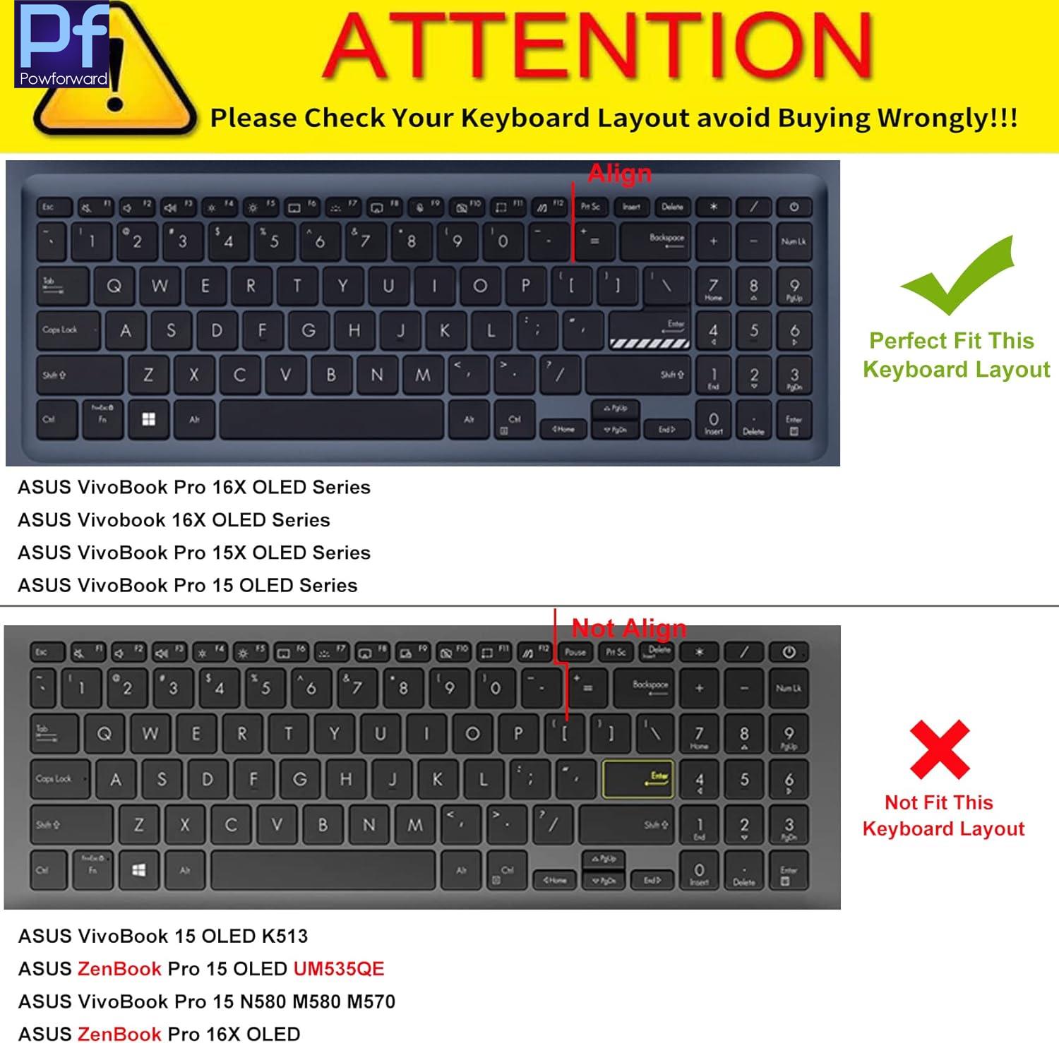 Silicone Laptop Keyboard Cover Skin For Asus Vivobook 15 OLED ( X1505 / M1505), Asus Vivobook 15 ( F1504 / X1504 ) 15.6''