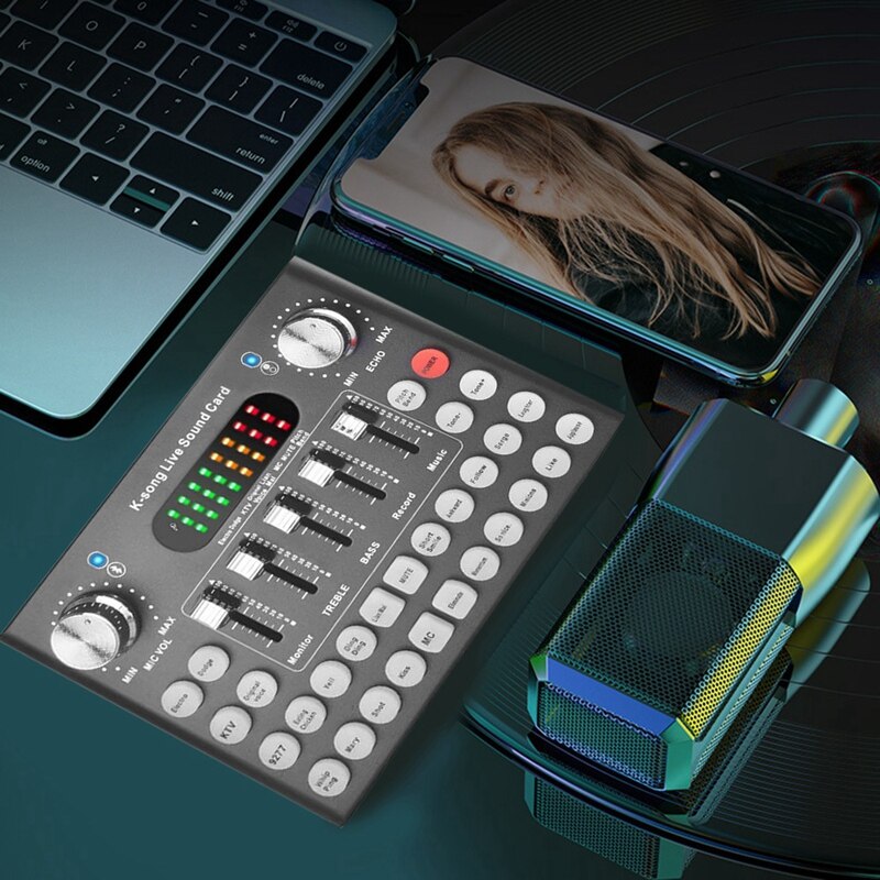 Geluidskaart Audio Usb Externe Geluidskaart Webcast Persoonlijke Live-uitzending Voor Telefoon Computer Studio Record
