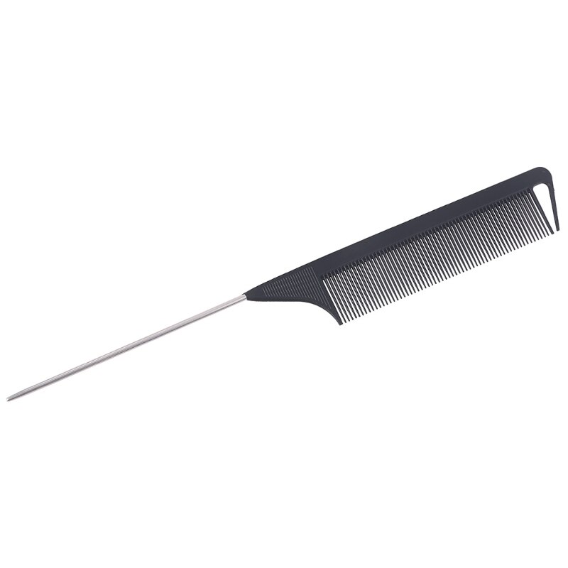 Peine de dientes finos negro de novedosa, Pin de Metal, peinado antiestático, peine de cola de ratón, utensilios de belleza y estilismo