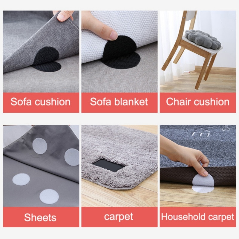C5pcs Carpet Mat Grippers Self-adhesive Double Sided Anti Slip Sticker Reusable sofa Velcro Carpet Gripping Stickers