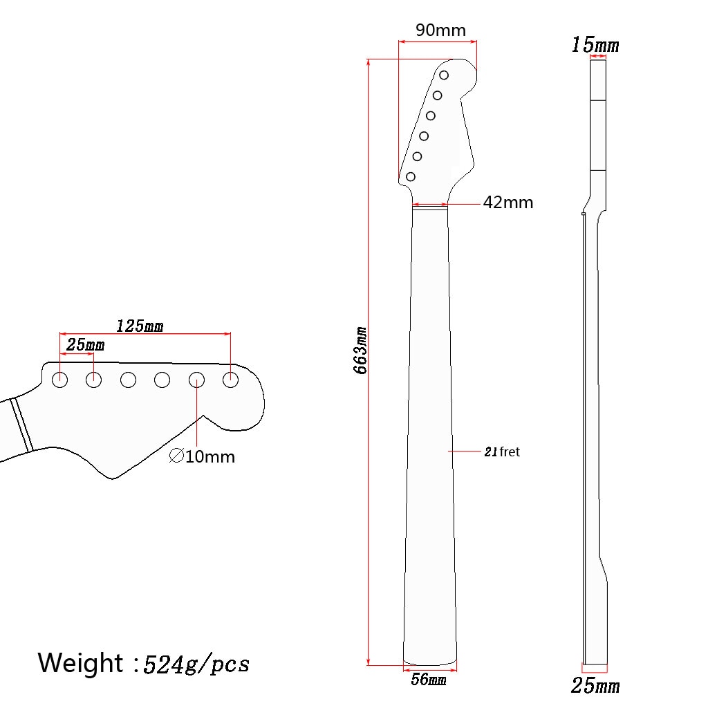 21 Fret Maple Guitar Neck Replacement Guitar Neck for ST Electric Guitar Made Of CA Tiger Flame Maple Wood Natural Glossy #P5