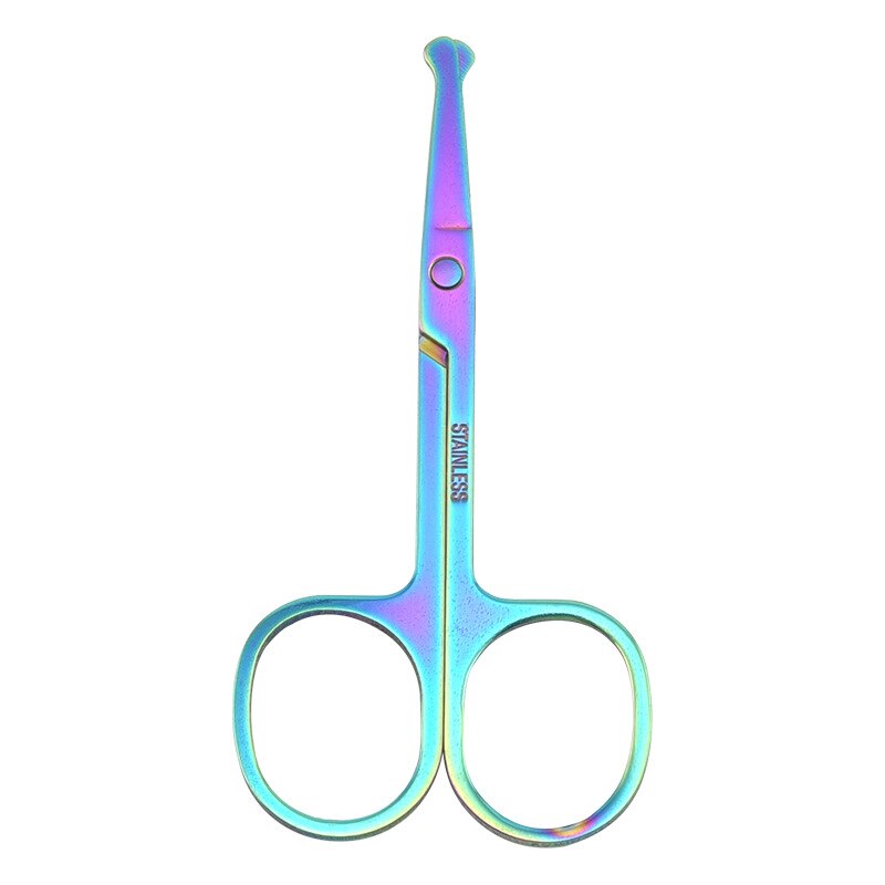 Stainless Steel Beauty Scissors Beauty Makeup Tools Small Scissors Round Head Nose Hair Scissors Curved Pointed Eyebrow Trimmer: Dazzle colour B