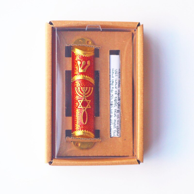 Mezuzah -kotelo mezuza -pergamentti scaroll juutalaisten talojen ja huoneiden ovipylväissä: Valkoinen