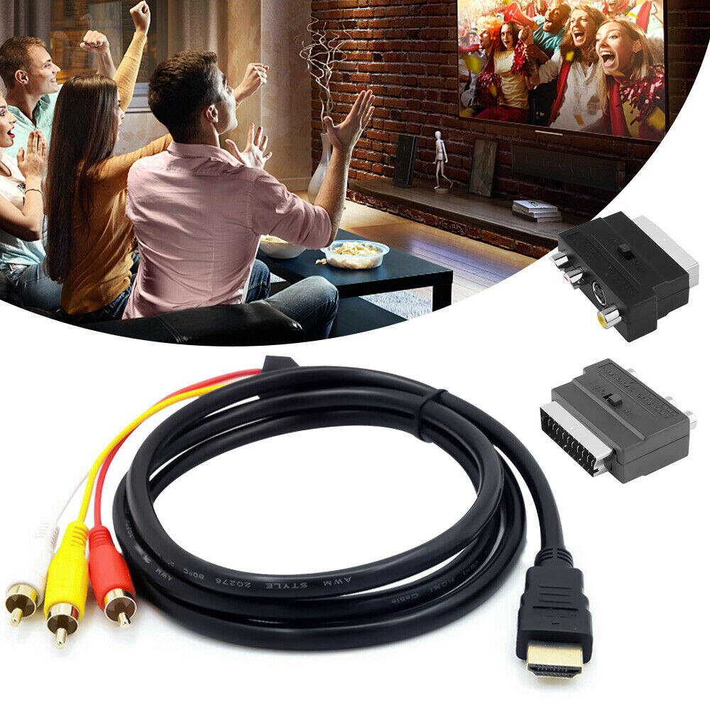 Onvian Hdmi Hd Kabel Om 3RCA Audio Kabel Met Scart Twee-In-een Adapter Kabel 1.5 Meter Voor projector/Dvd/Tv Audio Connector