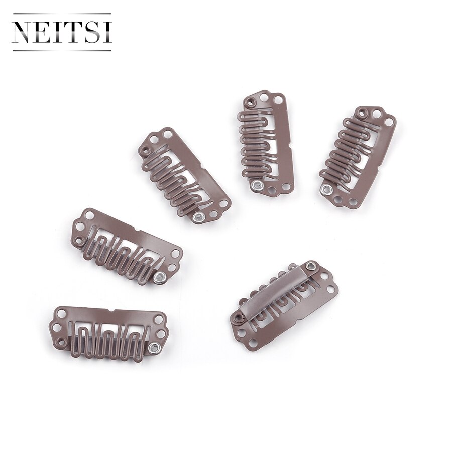 Neitsi U Shape Clips Stainless Steel Hair Snap Clips for Feather Clip In Hair Extensions Wigs Weft 2.8cm 50pcs/pack 5 Colors