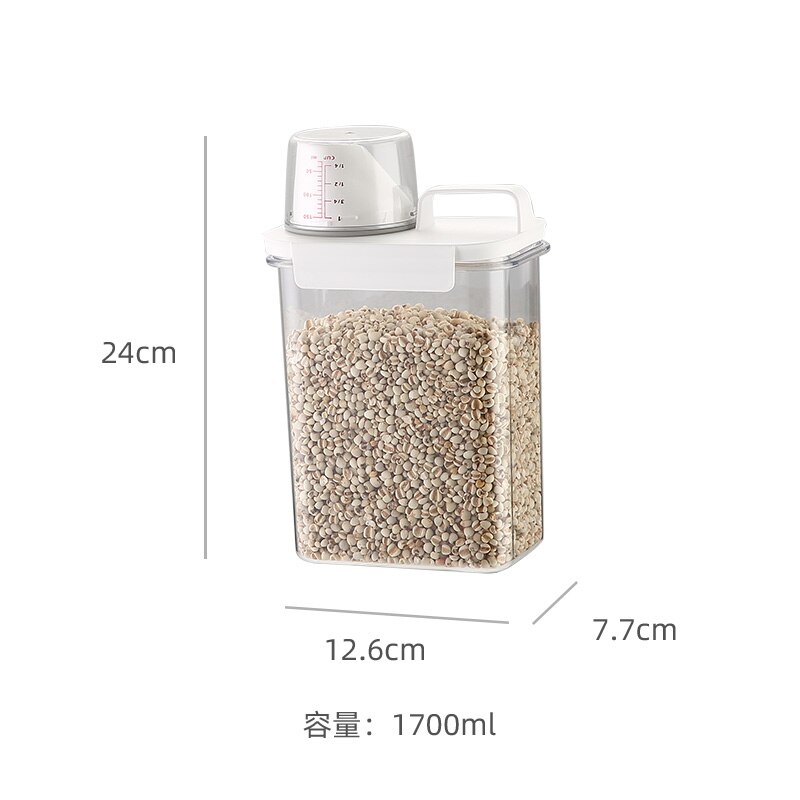 Plastikowy dyspenser płatków zbożowych schowek robić kuchni robić jedzenia brązowy ryż pojemnik ziarna suszone ryż przekąnarty żywności zamknięte słoik może: 1700ml