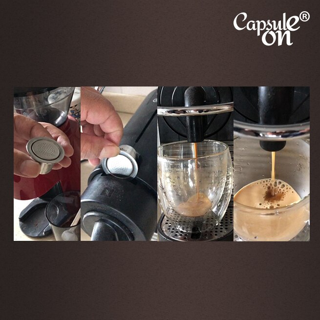 Capsulone Refillable Reusable Stainless Steel Coffee Capsulas Compatible with Nespresso Machines Maker 3 Pod +120 Seals