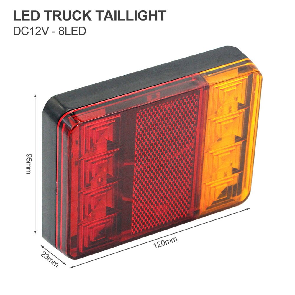 VEHEMO 8LED Side Light Truck Pickup Taillight Warning Light Trailer Camper RV Red Waterproof Truck Indicator light Signal light