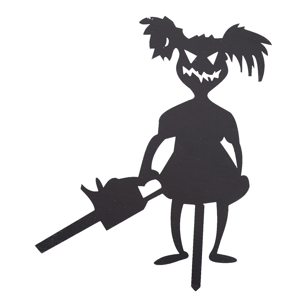 Silhouette Skull Saw Doll Shadow Yard Sign Lawn Terror Halloween Party Prop: 3