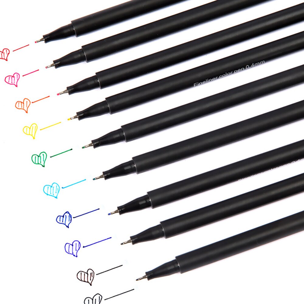 Mini 12/24Pcs Fineliner Brush Pen Set Graffiti Art Marker Tekening Inkt Kleuren Pen Liner Kalligrafie Finecolour Potlood briefpapier