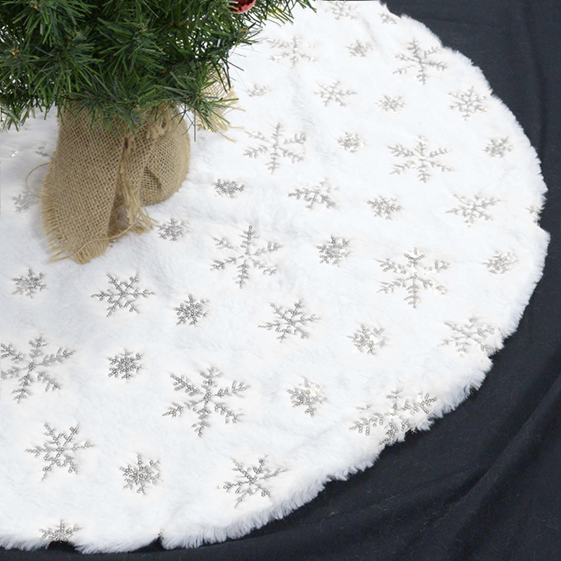 Couverture de tapis en fausse fourrure pour sapin de noël, 48/35 pouces, peluche blanche, décoration pour la maison: Argent / 78cm