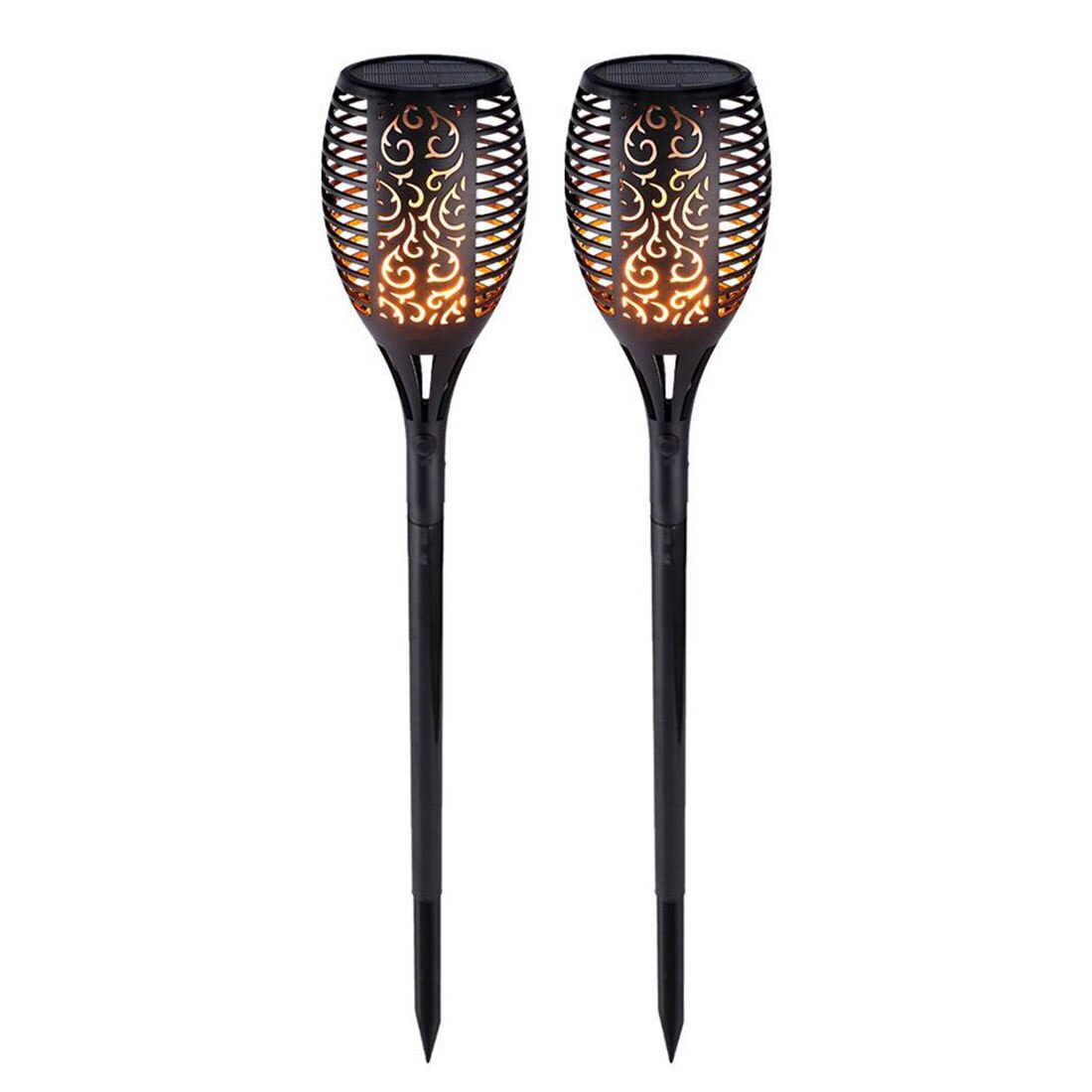 96 LED Solar- Flamme Licht Lampe Flackern Wasserdicht Garten Dekoration Landschaft Rasen Lampe Außen Scheinwerfer Pfad Beleuchtung Taschenlampe: 2Stck
