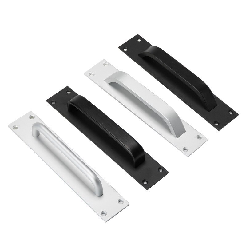 Mat aluminium Black Schuur Deur Handvat Schroef Pull Handvat voor Schuifdeuren Schuur Deur Closet Houten Poort Fire deurklink