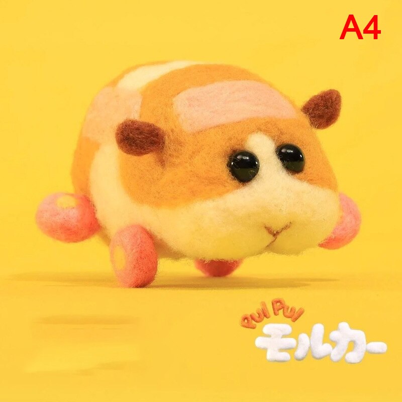 Pokefipui de fieltro de lana, carrito de cerdito de Guinea, hámster, hecho a mano, Material, bolsa, muñeca, 1 Juego: A4