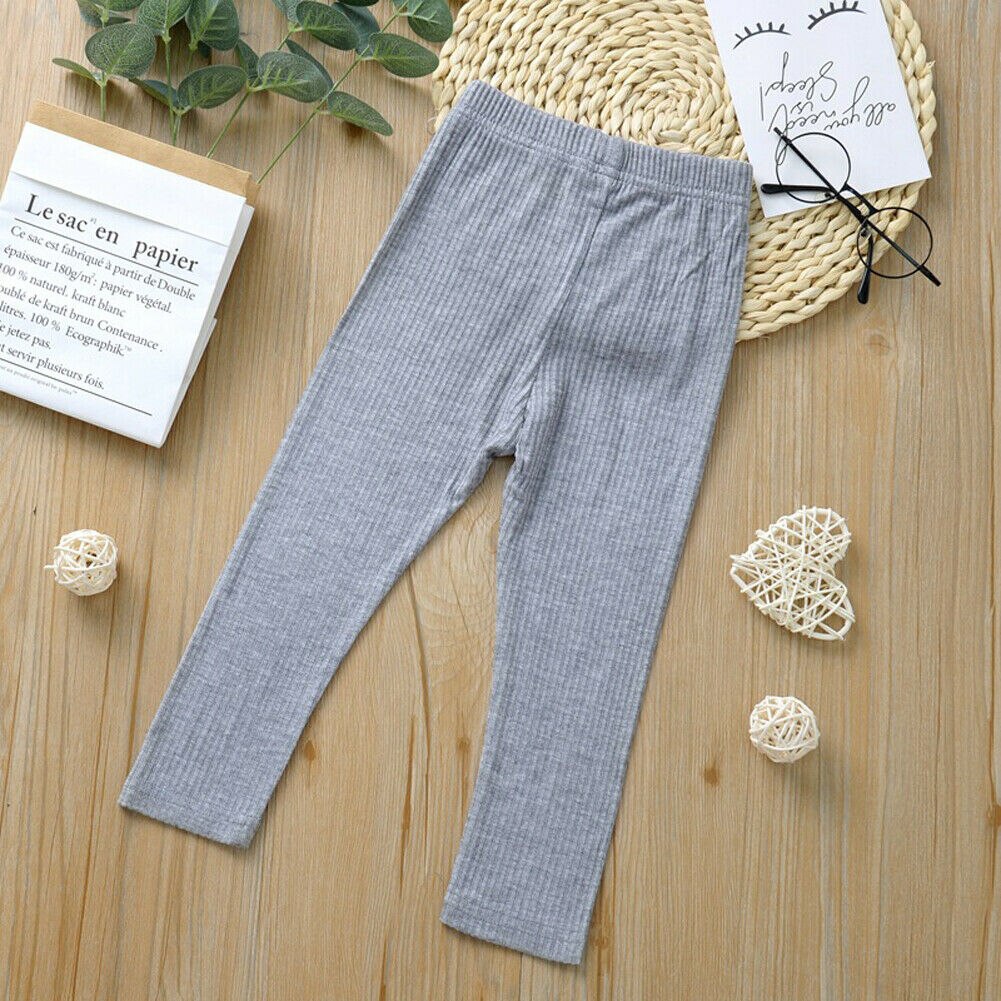 Babykleding dikke warme katoenen meisjes lange effen leggings basic effen kinderbroeken kinderen: Grijs / 12m