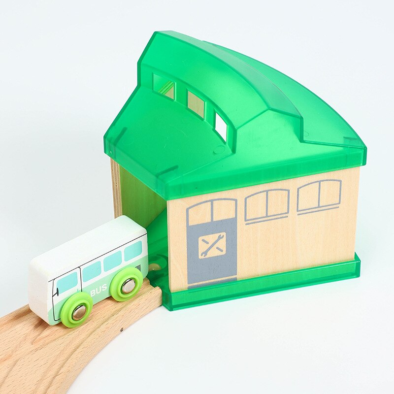 Plastic Transparante Parking Garage Compatibel Met Houten Magnetische Spoor Treintje Scène Spoor Accessoires