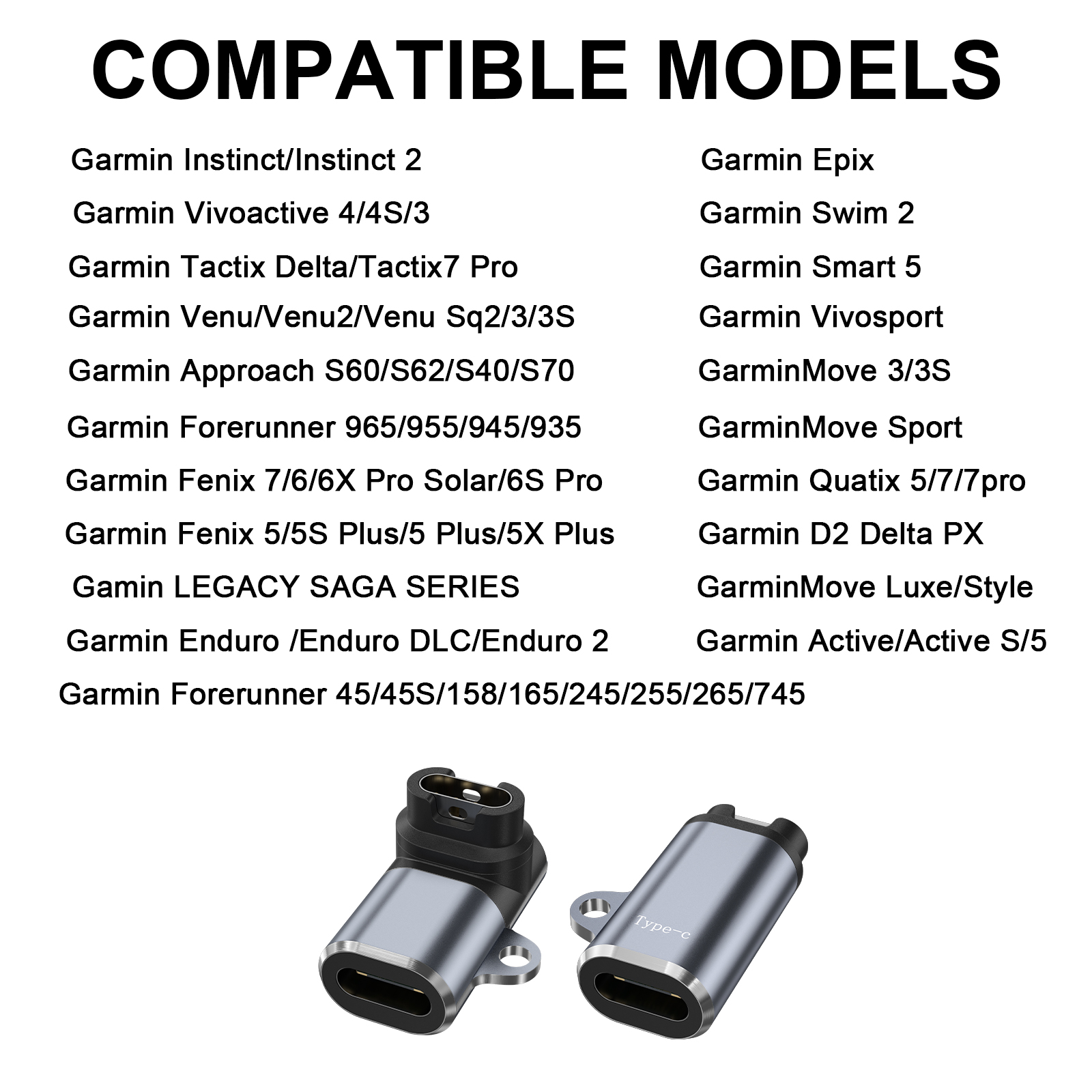 Type C Lader Adapter Voor Garmin Fenix 7 6 6X 5 S 5X Plus/Instinct 2/Venu 2/Vivoactive 4 3/Forerunner 965 955 945 935 Converter