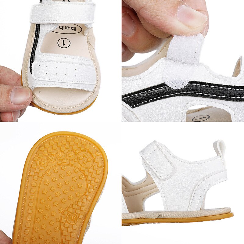 Recién Nacido bebé niña Zapatos niño Zapatos Chatos para niños pequeños sandalias de suela de goma suave Anti-Slip verano PU de cuero de cuna primeros zapatos de andar