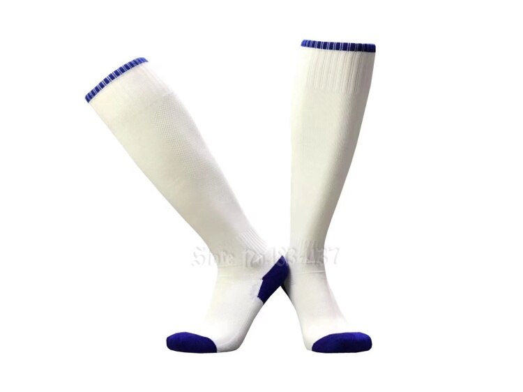 Calcetines de fútbol para hombre y mujer, medias deportivas baratas, transpirables hasta la rodilla, de algodón, para correr, blanco y rojo: white
