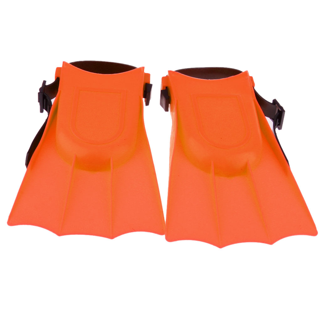 4 Colors Rubber Swimming Fins Adults Kid Adjustable Flippers Fins Swimming Diving Learning Tools S/M/L/XL for Swimming Equipment: S Orange