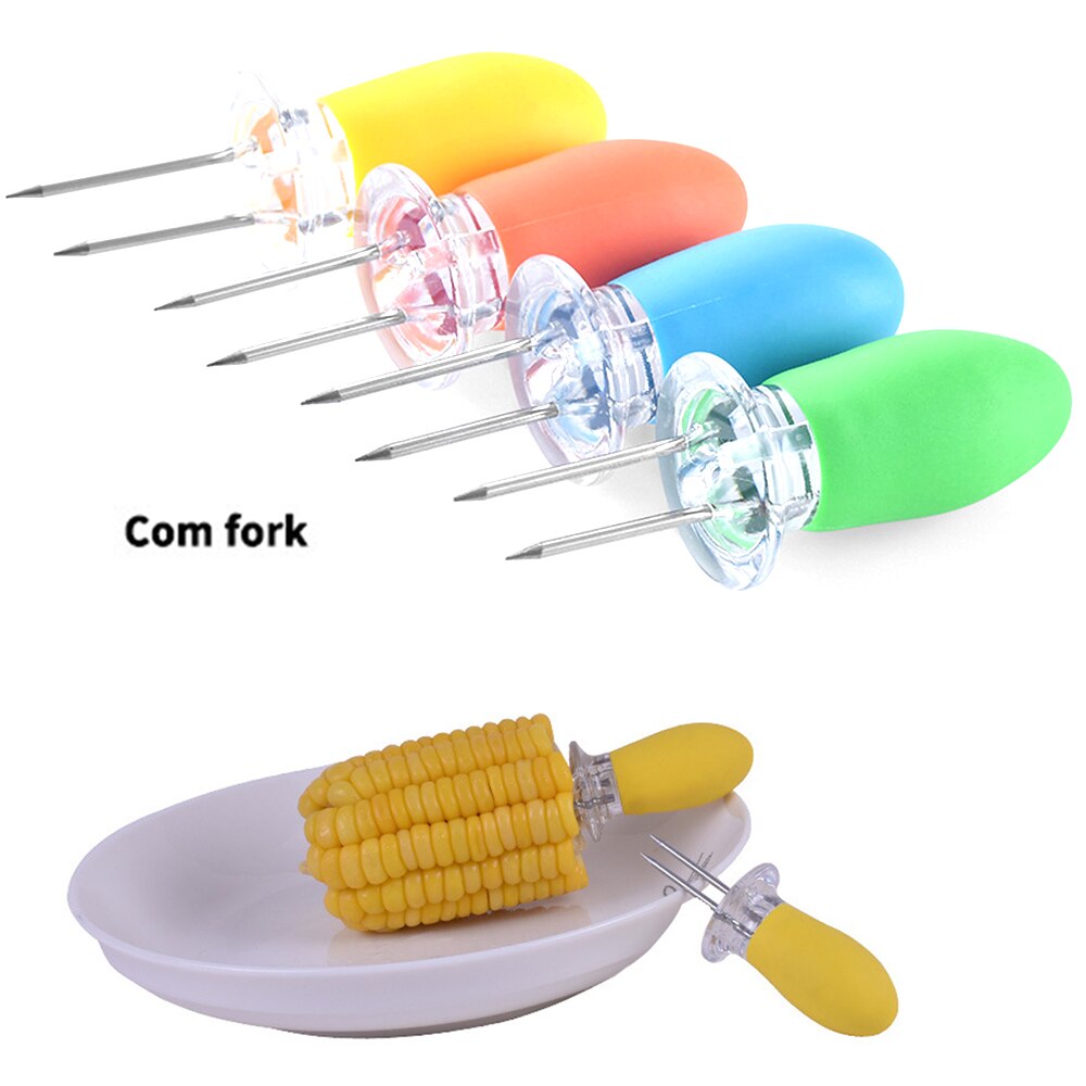 2 pcs/set BBQ Corn Holders Fork Multi-Function Stainless Steel Barbecue Corn Tools Party Kitchen Barbecue Supplies