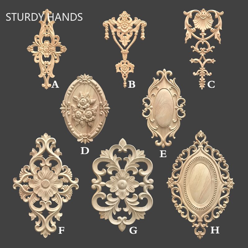 Lange Strip Carving Natuurlijke Hout Applicaties Voor Meubels Kabinet Unpainted Houten Mouldings Decal Vintage Decoratie Accessoires