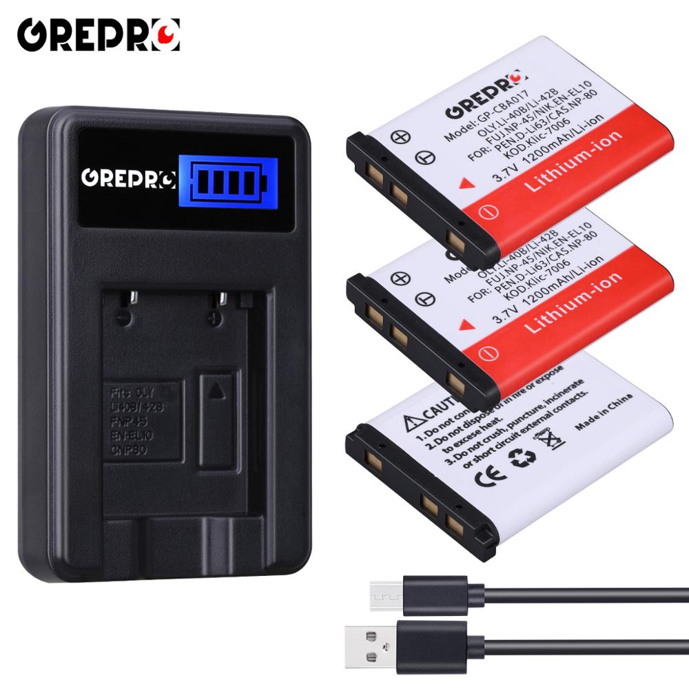 Batterie 1200mAh pour Olympus Li 40B, 42B, NIK.EN EL10, PE n.d-li63, KOD.: 3B with Charger