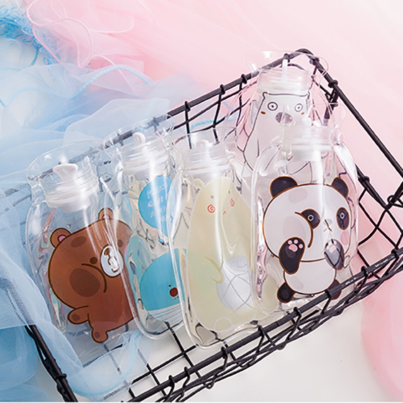 Kreskówka druk kolorowy przezroczysta poduszka elektryczna torba robić wtrysku gorącej wody butelka gorącej wody ciepły dom przenośne nawadnianie Han: losowy Delivery