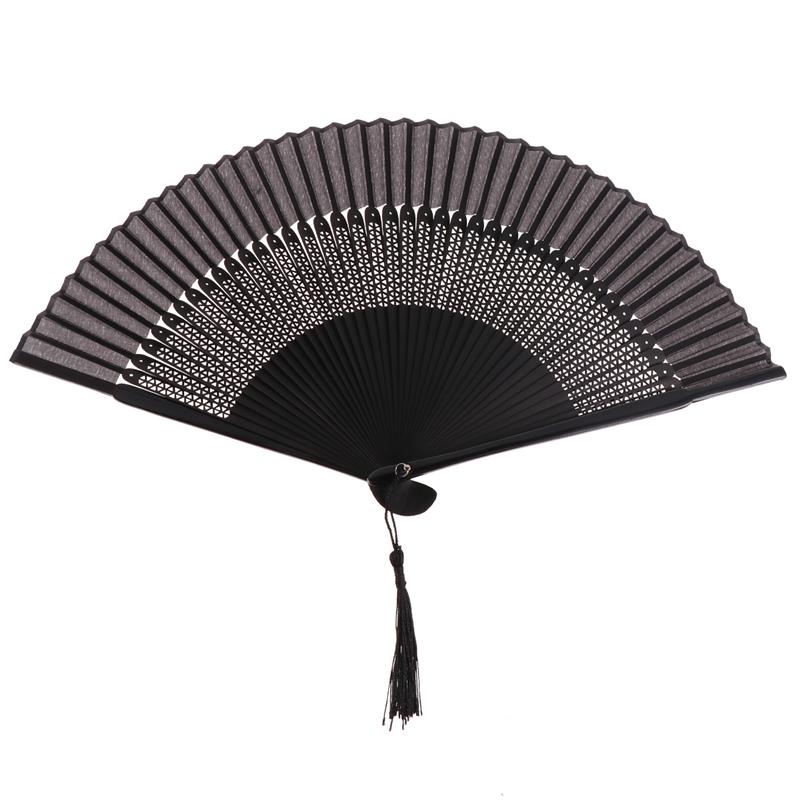 Vintage håndholdt folding vifte dans ytelse fan dekorativ kinesisk stil håndverk hul hånd fans fest favoriserer sommeren: Hul svart vifte