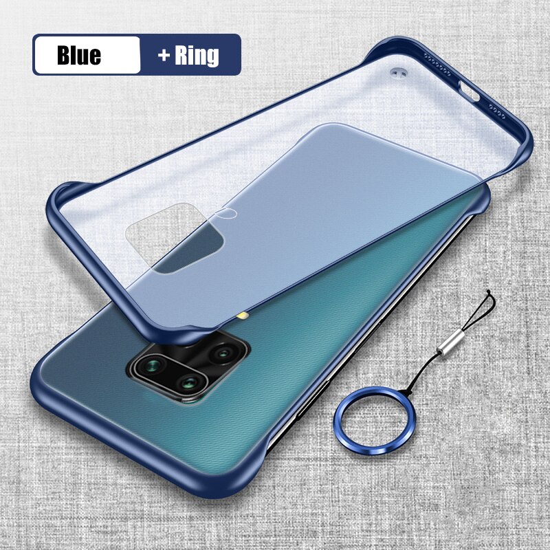 Skinlee voor xiaomi redmi note 9s hoesje, helder, schokbestendig, hard frame, randloos met ring, hoes voor redmi note 9 s hoesje redmi 9: Redmi note 9 pro max / Blauw