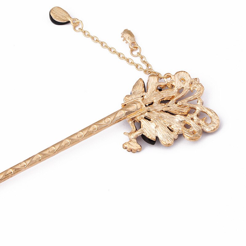 Baton de păr de păun de epocă betisoare în stil chinezesc ace de păr etnice pentru femei agrafe de păr din metal cu strasuri accesoriu de bijuterii
