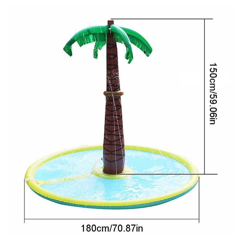 Newest Water Spray Mat Inflatable Coconut Tree Sprinkle Pad Outdoor Backyard Sprinkler P31B