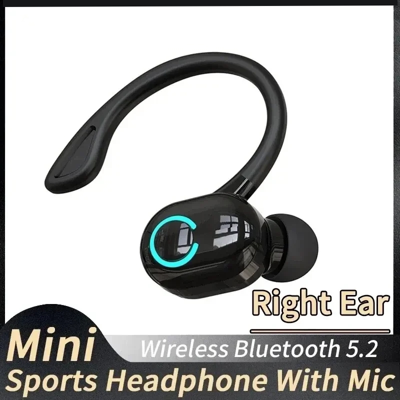 Bluetooth 5.2 Zakelijke draadloze hoofdtelefoon Oorhaak Mini HIFI Bass Ruisonderdrukkende oortelefoon met microfoon Oordopjes Sport Game Headset