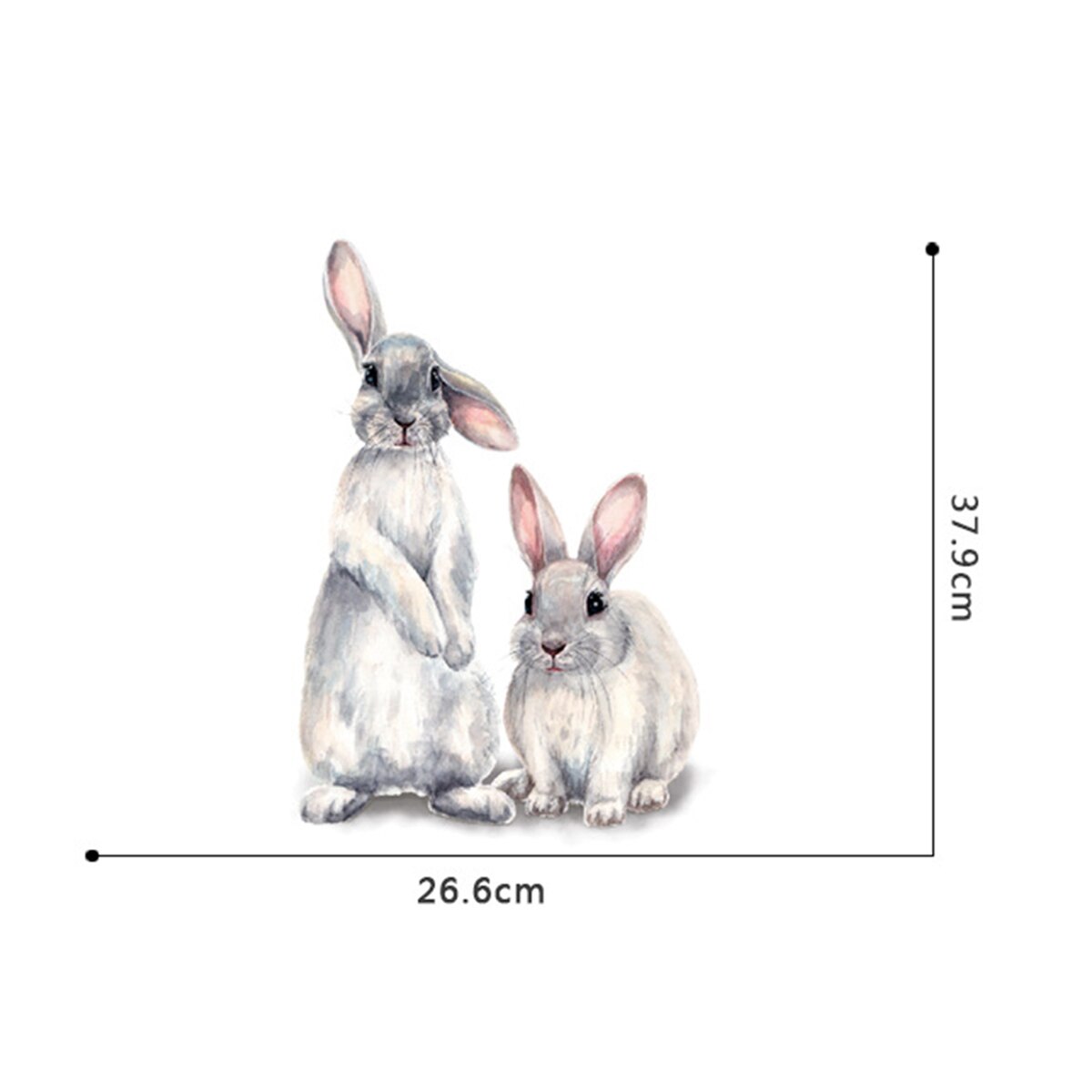 Two cute rabbits Wall sticker Children's kids room home decoration removable wallpaper living room bedroom mural bunny stickers