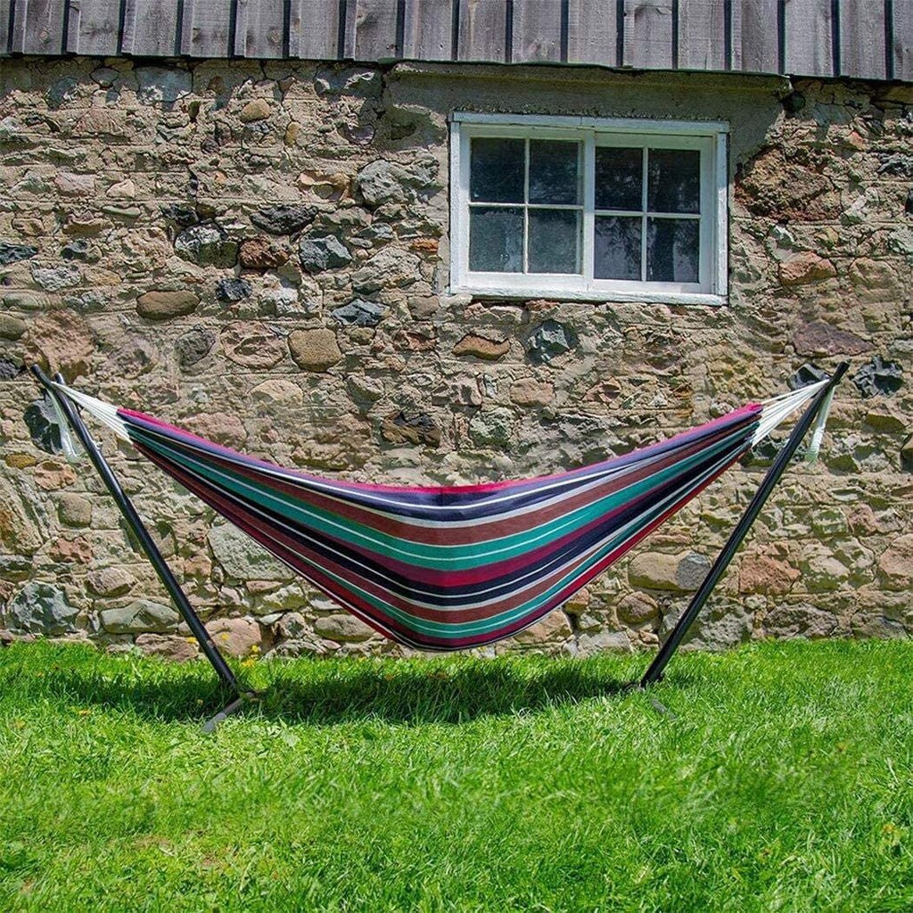 Hamacas dobles individuales para interiores, durabilidad cómoda, tumbona colgante a rayas, lona gruesa, hamaca grande para silla al aire libre