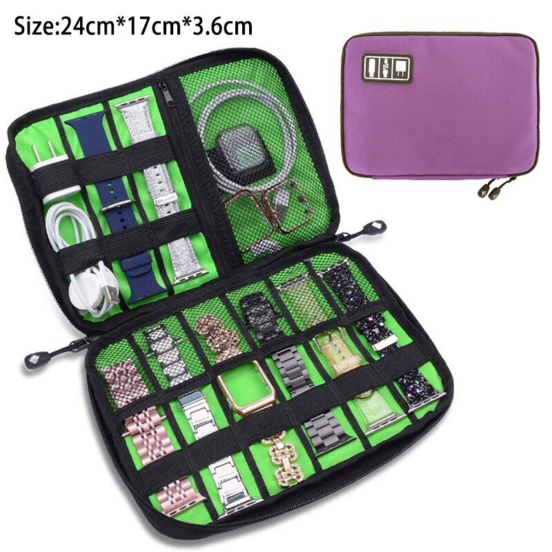 8- pocket storage bag for samsung galaxy watch 4, apple watch 7, huawei watch strap, travel dustproof bag, portable watch band case