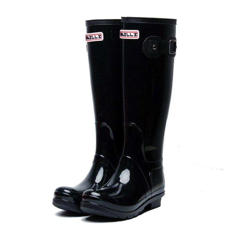 Red Rubber Rainboots Tall Rain Boots for Women British Classic Waterproof Rainboots Ladies Wellies Wellington Matte Boots: Light Black / 35