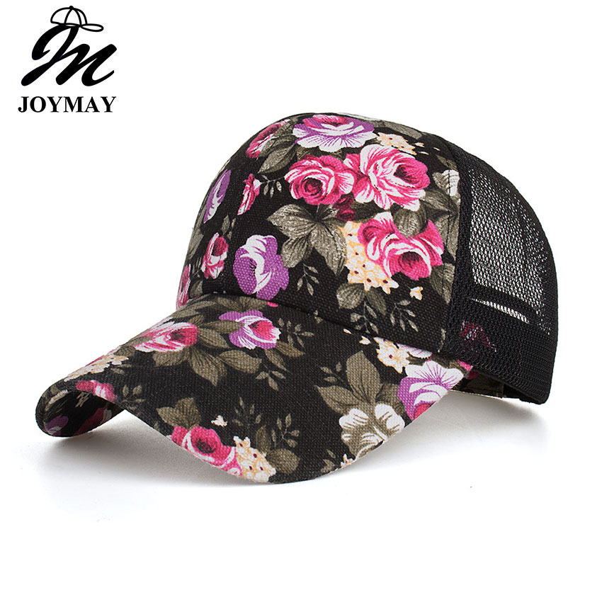 Joymay meash baseball cap kvinder blomster snapback sommer mesh hatte afslappet justerbare hætter accepteret  b544