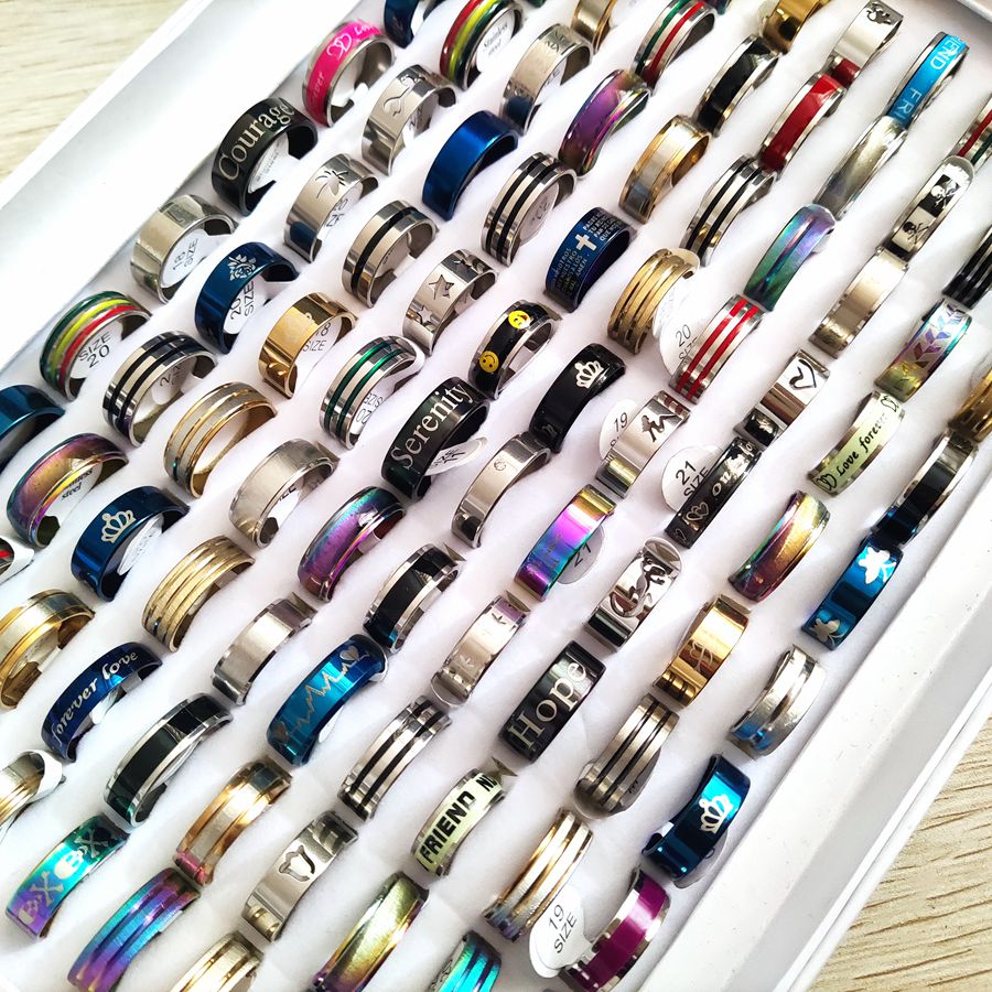 25 Stuks Mix Veel Mannen Ring Rvs Ringen Voor Vrouwen Homme Femme Bague Anillo De Moda Partij Sieraden