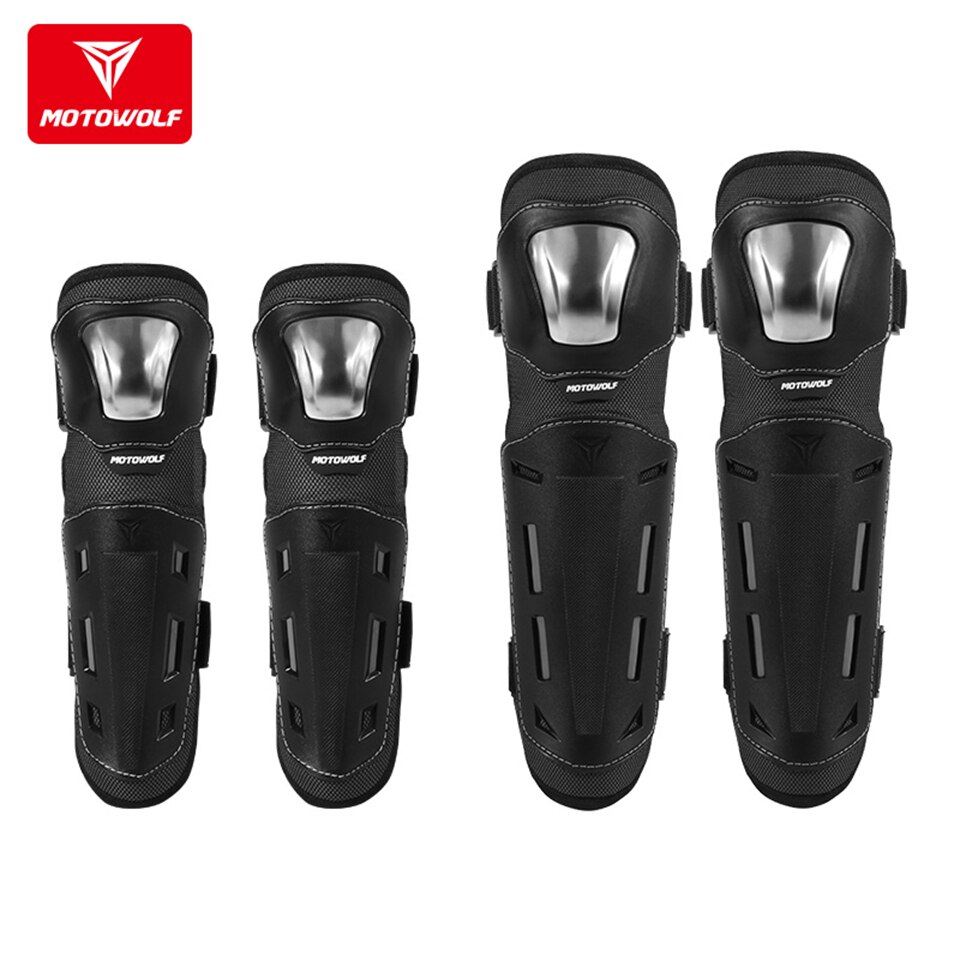 Universal Motorcycle Long Knee Pads Winter Warm Protective Gear Riding Fall-proof Windproof Stainless Steel Four-piece Set