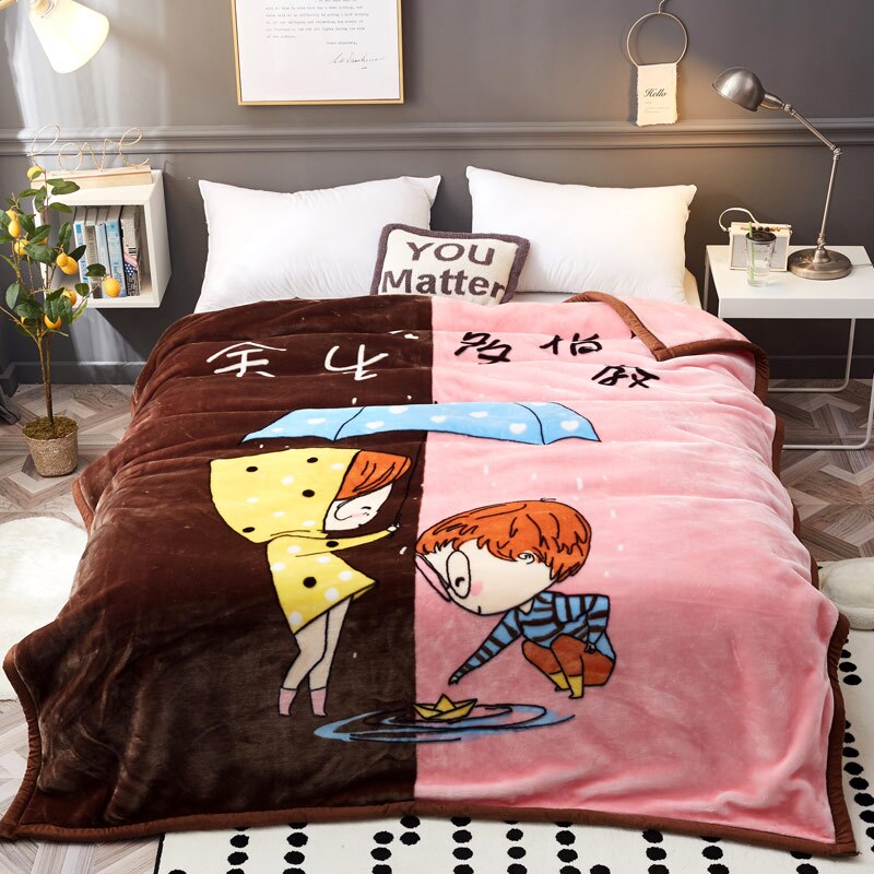 Cartoon Double-Side Winter Dikke Raschel Dekens Kids Adult Leuke Bed Spread Super Zachte Worp Deken: 15