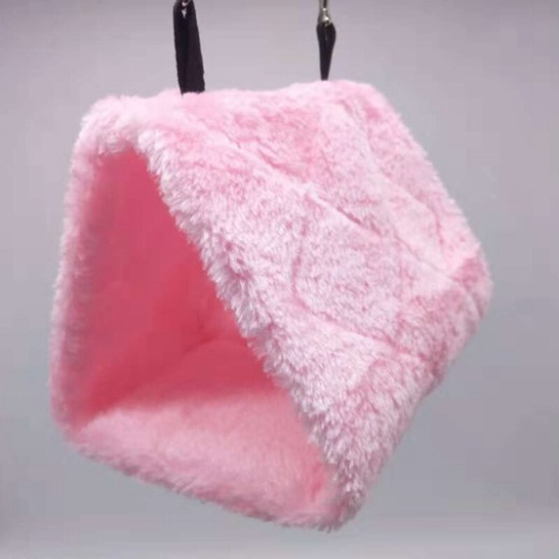 Pet Birds Parrot Soft Warm Plush Snuggle Hanging Cave Swing Toy Cage Hammock Pet Bird Bed Decor XCCYGW87: pink