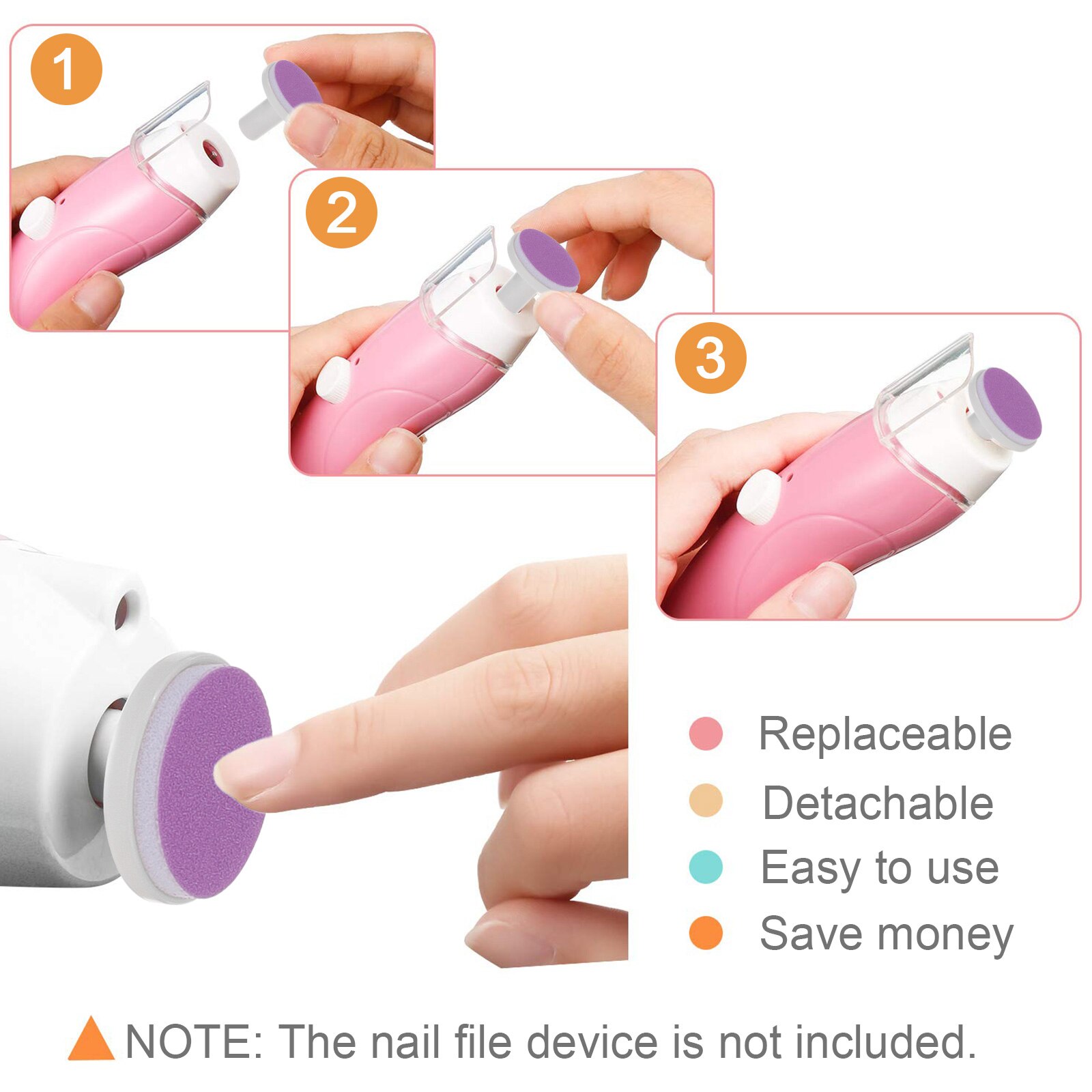 Tampons de lime à ongles électrique, 24 pièces, tampons de remplacement pour tondeuse à ongles électrique pour bébés en bas âge, manucure, polissage, éponge