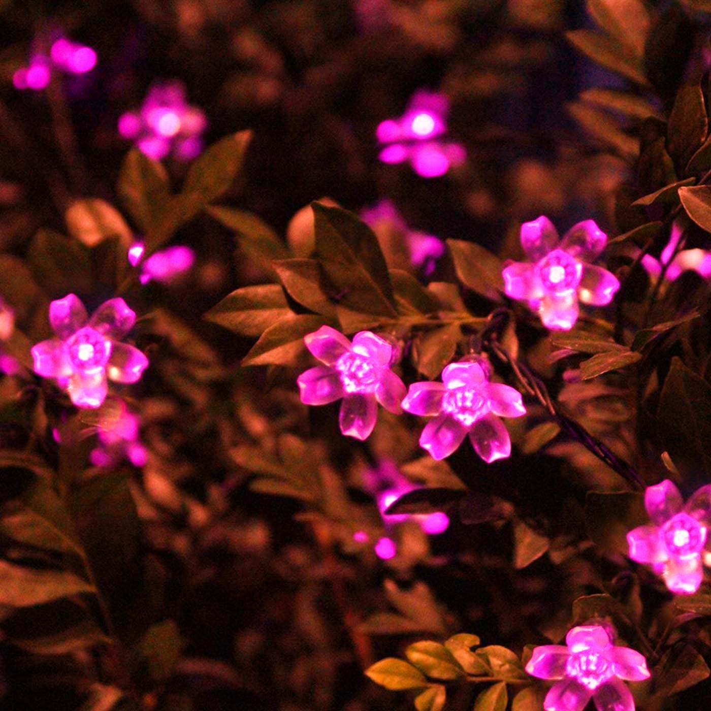 Luces solares de cerezo para jardín, guirnaldas de flores, luces de cadena, lámpara Solar impermeable para decoración navideña al aire libre