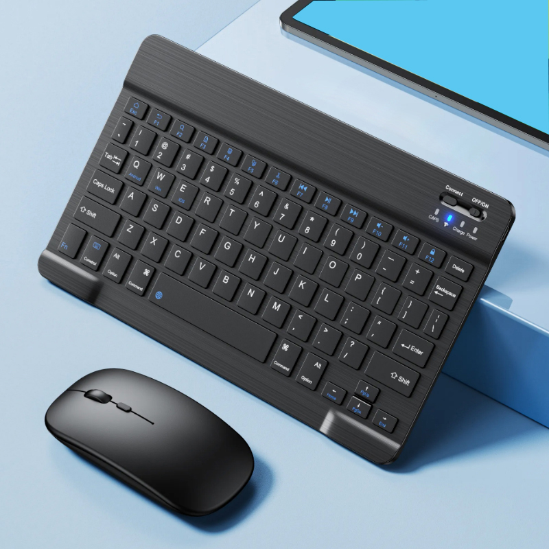 Bluetooth-kompatibel Tastatur und Maus Für iPad Xiaomi Tablet Mini Drahtlose Wiederaufladbare Tastatur Für Android IOS Windows: Black
