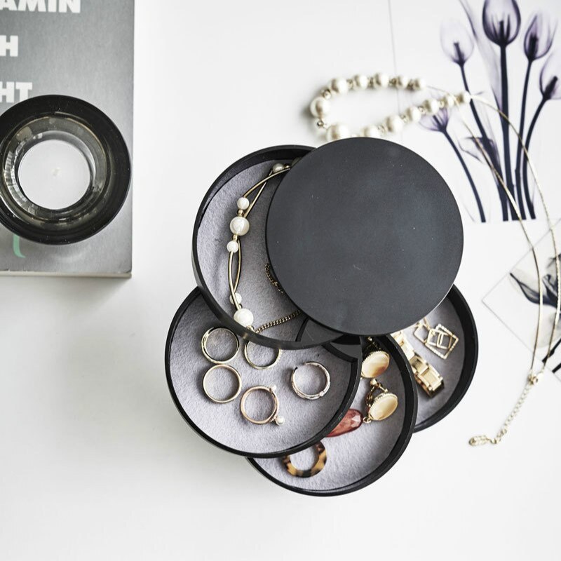 Joyero con 4 pisos para mujer, caja de almacenamiento de joyas giratorio, con bandeja y tapa, de y a la , de cumpleaños