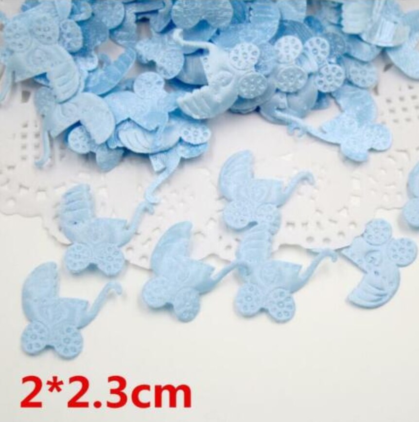 Pram douche-bébé avec appliques en Satin | Bricolage 200 pièces, décorations artisanales 20 x 23mm: C126-200-blue