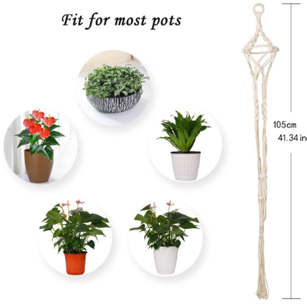 4Pcs Knoop Hanger Voor Plant Katoen Linnen Bloempot Mand Houder Lifting Touw Macrame Shelve Opknoping Rack Plafond Balkon decor