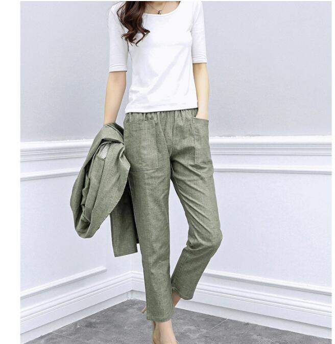 Conjunto de blazers feminino, 2 peças, primavera e outono, algodão, elegante, casual, escritório, estilo feminino, calças compridas, conjunto
