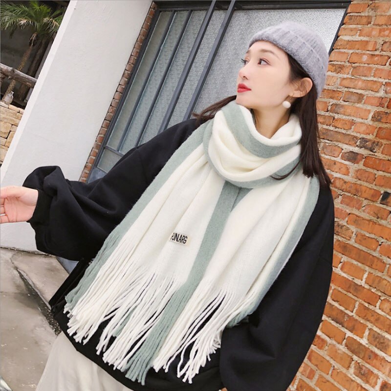 VIANOSI Women Cashmere Scarf With Tassel Lady Winter Long Scaves Warm Female Shawl: 04